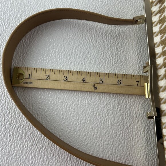 Jones New York Houndstooth Clutch Preppy Classic Core Handbag Tan Leather Strap - Picture 4 of 10